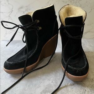 Micheal Kors Sherpa Suede Wedge Boots